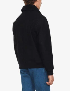 Sandro Aviator Zip-through Shearling Wool-blend Jacket -Selfidges Launches 74 10081 SHPBL00174 NAVYBLUE ALT03