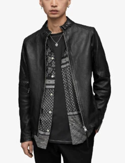 AllSaints Cora Leather Bomber Jacket -Selfidges Launches 948 10136 ML014P JETBLACK ALT02