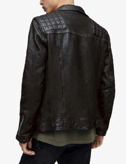 AllSaints Conroy Leather Biker Jacket -Selfidges Launches 948 10136 ML058F INKNAVY ALT03