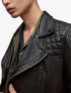 AllSaints Conroy Leather Biker Jacket -Selfidges Launches 948 10136 ML058F INKNAVY ALT04