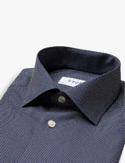 ETON Polka Dot Contemporary-fit Cotton-twill Shirt -Selfidges Launches R03675410 BLUE ALT04