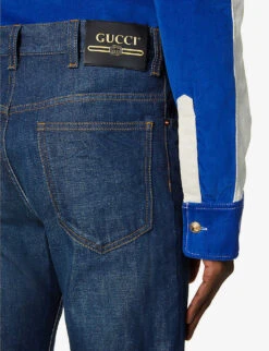 Gucci Straight Mid-rise Denim Jeans -Selfidges Launches R03765517 DARKBLUE ALT04