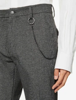 Hugo Chain-embellished Tapered Gabardine Trousers -Selfidges Launches R03788521 CHARCOAL ALT04
