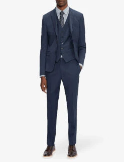 Ted Baker Sinjws Slim-fit Wool-blend Waistcoat -Selfidges Launches R03788856 DKBLUE ALT03