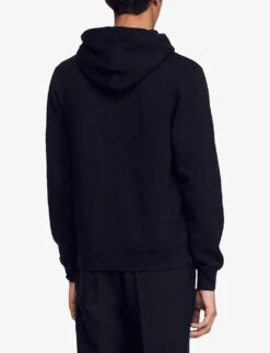 Sandro Logo-embroidered Organic Cotton-jersey Hoody 8 Sandro Logo-embroidered Organic Cotton-jersey Hoody -Selfidges Launches R03809729 NOIRGRIS ALT03