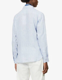 ORLEBAR BROWN Giles Relaxed-fit Linen Shirt -Selfidges Launches R03824004 NAVYWHITE ALT03