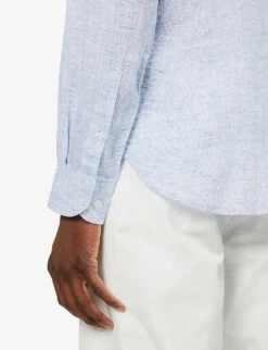 ORLEBAR BROWN Giles Relaxed-fit Linen Shirt -Selfidges Launches R03824004 NAVYWHITE ALT04