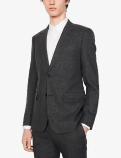 Sandro Legacy Single-breasted Wool Blazer -Selfidges Launches R03851777 NOIRGRIS ALT02