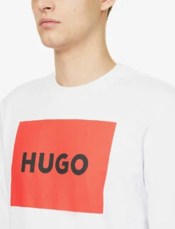 Hugo Logo-print Cotton-jersey Sweatshirt -Selfidges Launches R03870798 WHITE ALT04