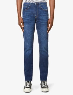 FRAME L’Homme Slim-fit Slim-leg Cotton-blend Denim Jeans -Selfidges Launches R03879691 NIAGARA ALT02