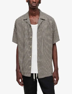 AllSaints Glendale Checked Stretch-woven Shirt -Selfidges Launches R03885310 PALETAUPE ALT02