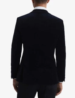 Reiss Ace Single-breasted Stretch-velvet Blazer -Selfidges Launches R03924671 NAVY ALT03