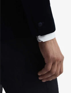 Reiss Ace Single-breasted Stretch-velvet Blazer -Selfidges Launches R03924671 NAVY ALT05
