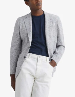 Reiss Lindhurst Checked Single-breasted Woven Blazer -Selfidges Launches R03925783 GREY ALT02