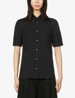 Alexander McQueen Brad Pitt Slim-fit Stretch-cotton Shirt -Selfidges Launches R03929357 BLACK ALT02