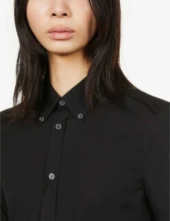 Alexander McQueen Brad Pitt Slim-fit Stretch-cotton Shirt -Selfidges Launches R03929357 BLACK ALT04
