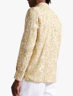 Ted Baker Svend Graphic-print Regular-fit Linen Shirt -Selfidges Launches R03946324 TAN ALT03