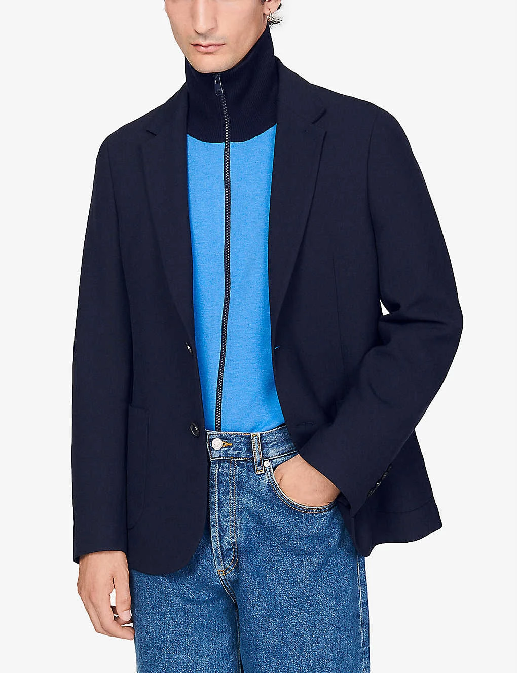 Sandro Unstructured Single-breasted Jersey Suit Jacket 5 Sandro Unstructured Single-breasted Jersey Suit Jacket - Image 3