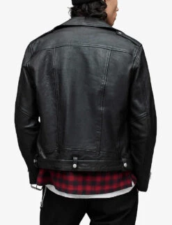 AllSaints Dren Biker-collar Zip-detail Leather Jacket -Selfidges Launches R03954504 BLACK ALT03