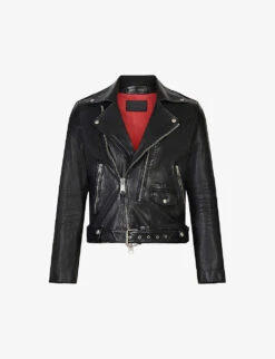 AllSaints Dren Biker-collar Zip-detail Leather Jacket