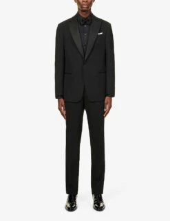 Giorgio Armani Regular-fit Wool-twill Tuxedo -Selfidges Launches R03965136 BLACK ALT02