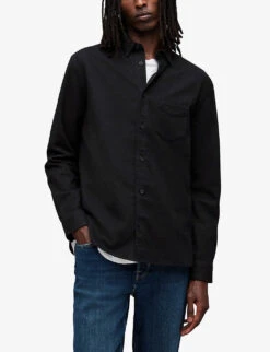 AllSaints Arden Relaxed-fit Organic-cotton Shirt -Selfidges Launches R03966466 JETBLACK ALT02