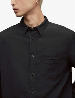 AllSaints Arden Relaxed-fit Organic-cotton Shirt -Selfidges Launches R03966466 JETBLACK ALT04