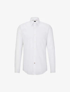 Boss Slim-fit Long-sleeved Cotton-poplin Shirt