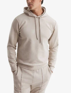 Reiss Fabien Long-sleeved Stretch-neoprene Hoody -Selfidges Launches R03978259 OATMEAL ALT02