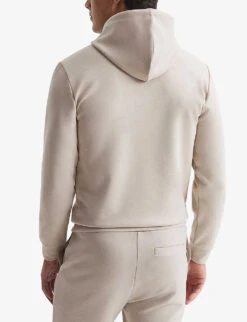 Reiss Fabien Long-sleeved Stretch-neoprene Hoody -Selfidges Launches R03978259 OATMEAL ALT03