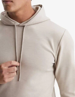 Reiss Fabien Long-sleeved Stretch-neoprene Hoody -Selfidges Launches R03978259 OATMEAL ALT04