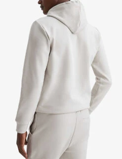 Reiss Fabien R Logo-embroidered Stretch-woven Hoody -Selfidges Launches R03980731 OFFWHITE ALT03