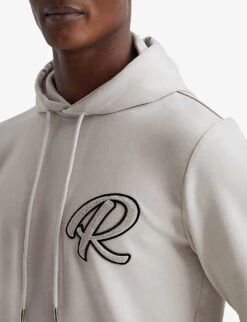 Reiss Fabien R Logo-embroidered Stretch-woven Hoody -Selfidges Launches R03980731 OFFWHITE ALT04