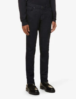 Emporio Armani Eagle Logo-embossed Brand-patch Slim-fit Stretch-denim Jeans -Selfidges Launches R03981620 DENIMBLU ALT02