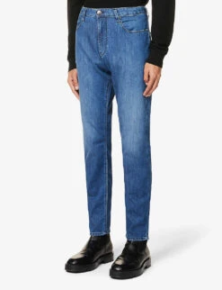 Emporio Armani J06 Regular-fit Straight-leg Stretch-denim Jeans -Selfidges Launches R03981644 DENIMBLUMD ALT02