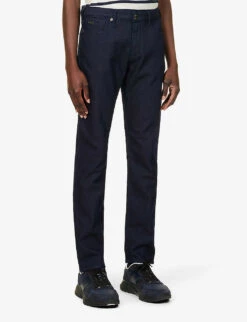 Emporio Armani Micro Dot Slim-fit Mid-rise Cotton-blend Jeans -Selfidges Launches R03981648 BLU ALT02