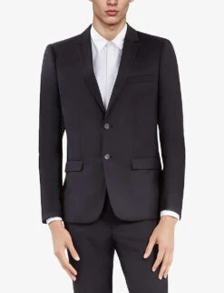 THE KOOPLES Straight-cut Single-breasted Wool Blazer -Selfidges Launches R03989377 NAV03 ALT02