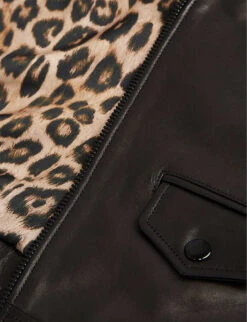 THE KOOPLES Wide-collar Buttoned-epaulette Relaxed-fit Leather Jacket -Selfidges Launches R03989403 BLA01 ALT04