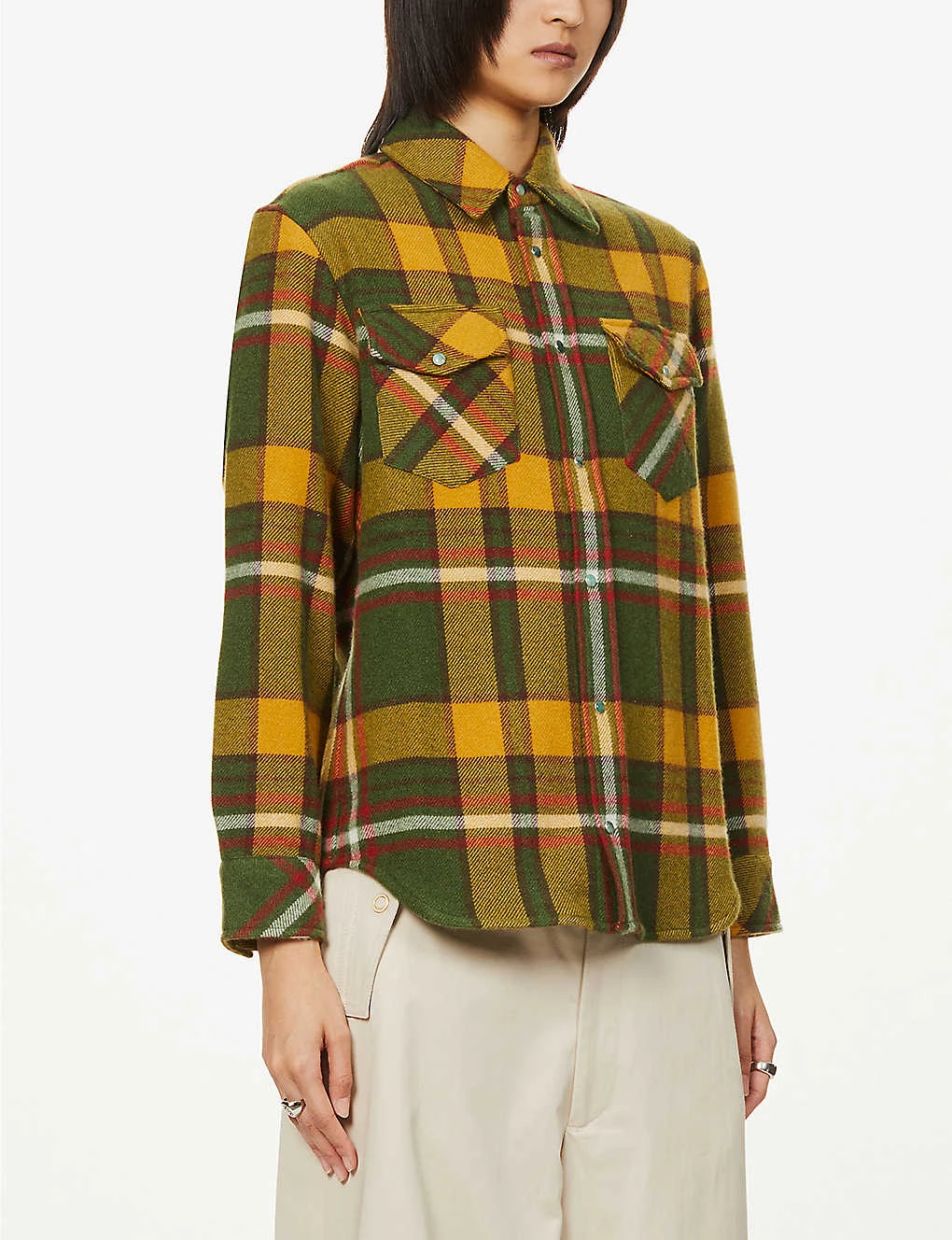 Unisex Emerald Checked Cashmere Shirt 6 Unisex Emerald Checked Cashmere Shirt - Image 4