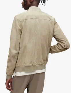 AllSaints Kemble Regular-fit Suede Bomber Jacket -Selfidges Launches R04002401 VINTAGEGREEN ALT03
