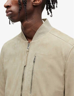 AllSaints Kemble Regular-fit Suede Bomber Jacket -Selfidges Launches R04002401 VINTAGEGREEN ALT04