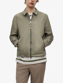 AllSaints Toni Regular-fit Leather Jacket -Selfidges Launches R04002408 SOFTGREEN ALT02