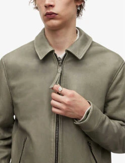 AllSaints Toni Regular-fit Leather Jacket -Selfidges Launches R04002408 SOFTGREEN ALT04