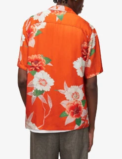 AllSaints Alamein Floral-print Woven Shirt -Selfidges Launches R04002969 BRIGHTRED ALT03