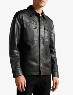 Ted Baker Garry Regular-fit Leather Shacket 8 Ted Baker Garry Regular-fit Leather Shacket -Selfidges Launches R04003746 BLACK ALT02