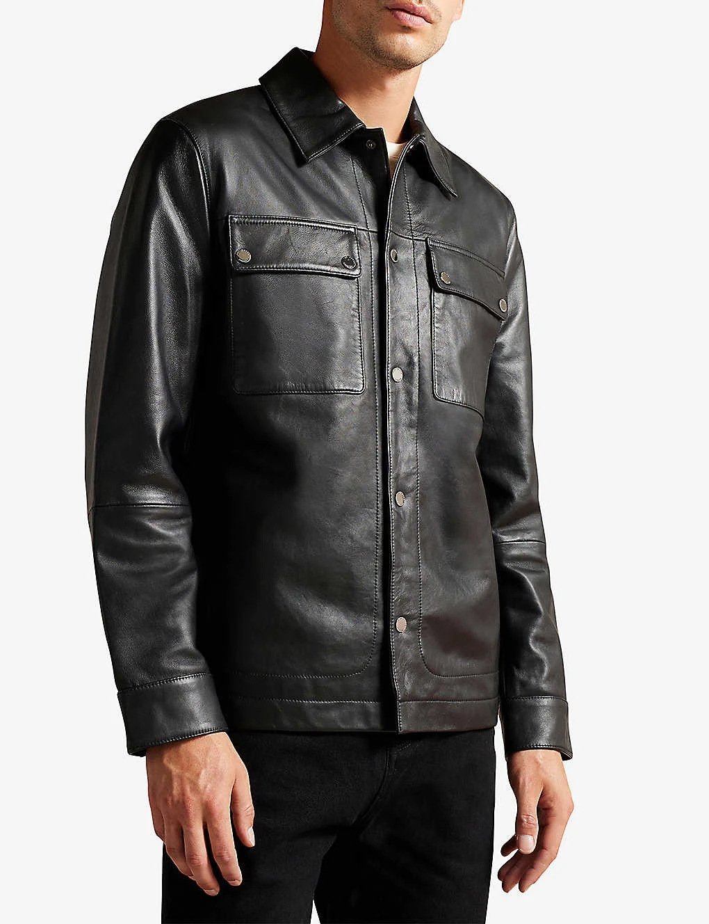 Ted Baker Garry Regular-fit Leather Shacket 5 Ted Baker Garry Regular-fit Leather Shacket - Image 3