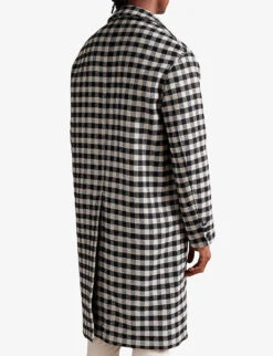 Ted Baker Haceby Gingham-check Wool-blend Coat -Selfidges Launches R04011125 BLACK ALT03
