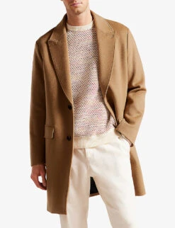 Ted Baker Raydon Peak-lapel Single-breasted Wool Coat -Selfidges Launches R04011144 CAMEL ALT02