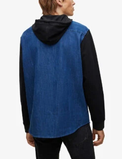 Hugo Leisure Chest-pocket Denim And Jersey Shirt -Selfidges Launches R04012172 LIGHTPASTELBLUE ALT03