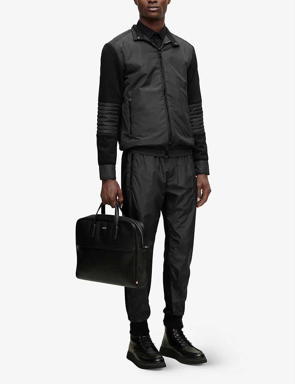 Boss Moto Panelled Cotton And Shell Bomber Jacket 4 Boss Moto Panelled Cotton And Shell Bomber Jacket - Image 2